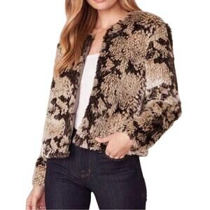 BB Dakota by Steve Madden Faux Fur Tan Snake Print Pattern Jacket Size Small